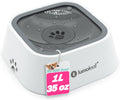 No Spill Water Bowl for Dogs, Slow Feeder for Messy Drinkers, Drip-Free, Splash-Proof Design (Grey, 35Oz)